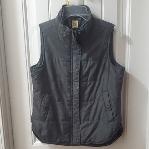True Craft Dark Gray Vest With Floral Inside Detail